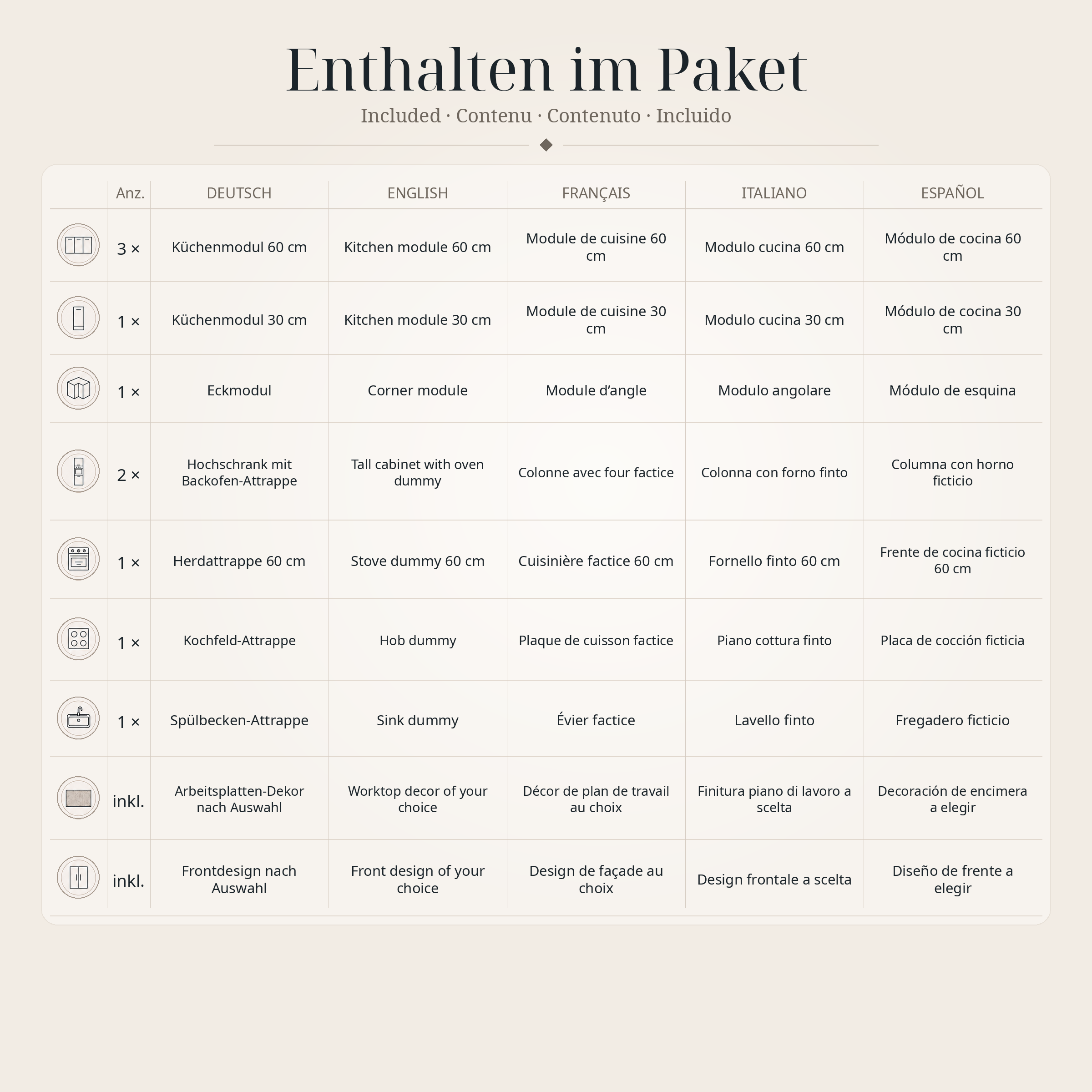 Papkøkken i L-form 270 × 240 cm – Premium Home Staging papkøkken med 2 højskabe og komfurattrap